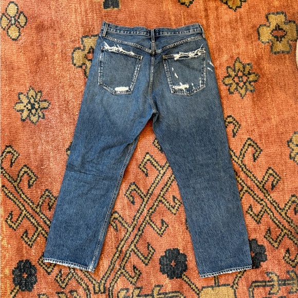 Agolde 90’s High Rise Loose Fit Blue Jeans Distressed in Psyche - Picture 12 of 12